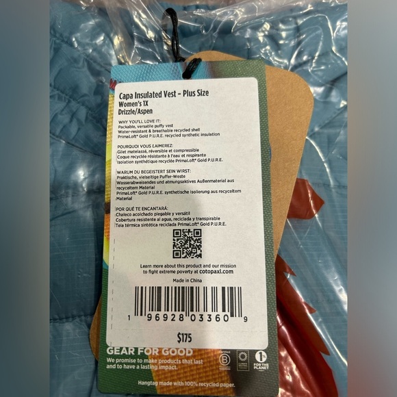 Cotopaxi Women’s 1X Capa Insulated Vest Light Blue Green NWT Puff Drizzle Aspen - Picture 4 of 8